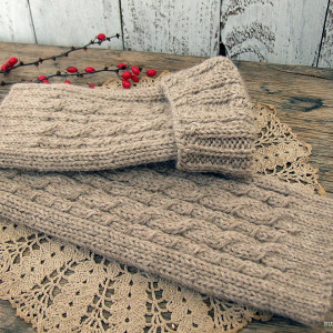 Getry wełniane, beżowe, ocieplacze na nogi