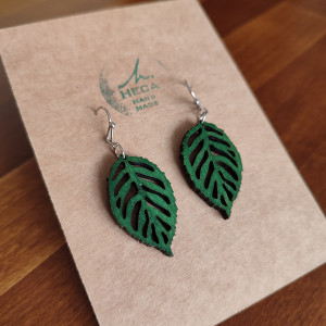 Kolczyki NATURA, LIŚĆ, LIŚCIE, JESIEŃ - Grab zielony