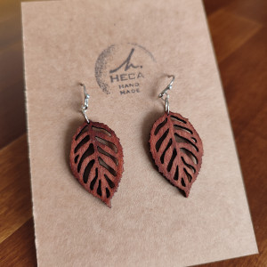 Kolczyki NATURA, LIŚĆ, LIŚCIE, JESIEŃ - Grab mahoń