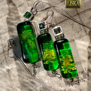 Zagajnik 3 - komplet biżuterii z żywicy i szkła