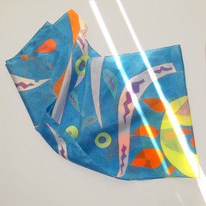 Duży szal jedwabny ręcznie malowany Mexico 24