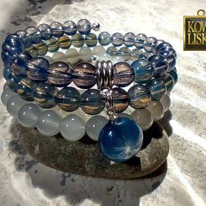 Podmuch 3 - bransoletka z kaboszonem z żywicy