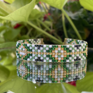 Bransoletka ze szklanych koralików TOHO -szmaragd