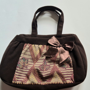 torebka damska retro koronka brązowa handmade