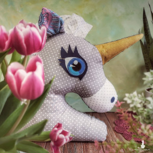 Poduszka Jednorożec szary