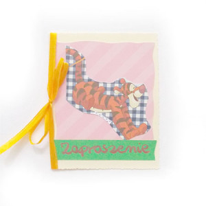 bajkowe zaproszenie dla dziecka, tygrysek zaproszenie, zaproszenie z tygryskiem, urodzinowe zaproszenie, zaproszenia dla dzieci