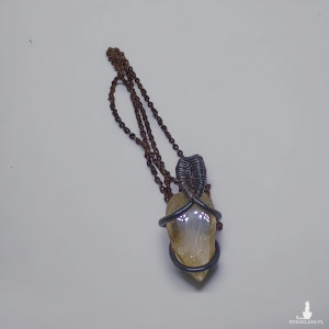 Wisiorek z Kwarcu Rutylowego z miedzi na łańcuszku