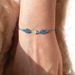 SUPER PEŁNIA agat w makramie misterna bransoletka turkusowa mikro makrama