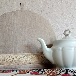 Ocieplacz na dzbanek do herbaty, len