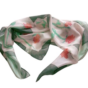 Apaszka jedwabna Róże na geometrycznym tle