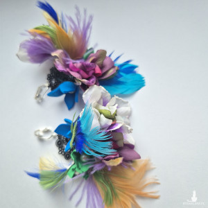 Klipsy piora kwiaty duze