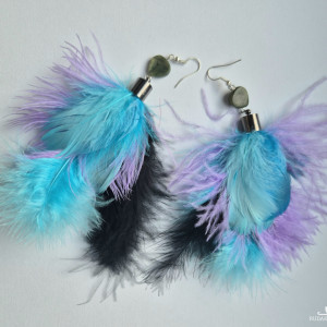 Kolczyki boho dlugie lekkie piora