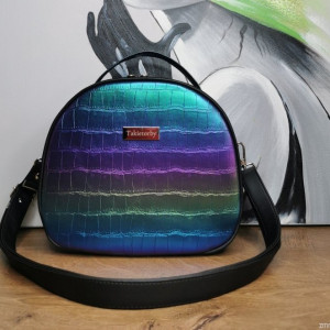 Torebka na ramię  handmade kuferek - ekoskóra holo 2