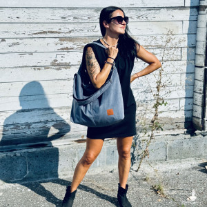 Torba typu worek z eko zamszu "Mili Chic MC7"- szara