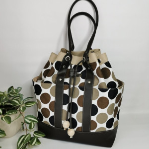 Duża torba damska bucket bag w grochy 3