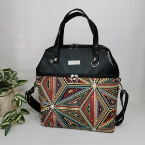 Duża torebka damska kuferek - żakard