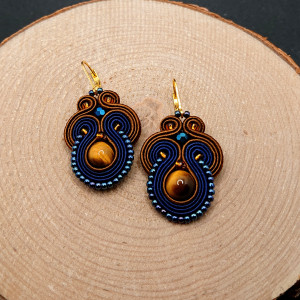 GRANATOWO-BRĄZOWE KOLCZYKI SUTASZ