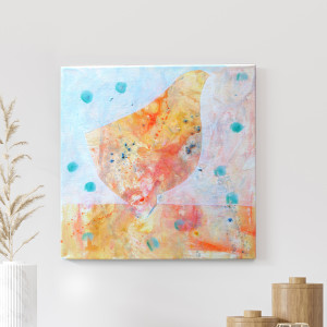 Kura na spacerze, obraz namalowany na płótnie