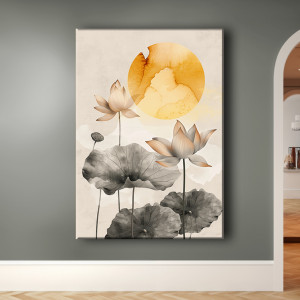 Lotus - Obraz na płótnie 50x70cm - Druk Blejtrama - Chiński Orient, Zen #15 - możliwe inne rozmiary