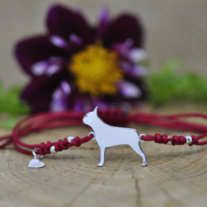 Boston terrier - bransoletka z psem, srebro 925