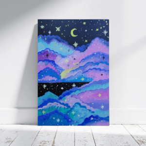 obraz  kolorowy księżycowa noc