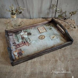 Drewniana taca vintage