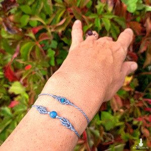 SUPER PEŁNIA apatyt w makramie bransoletki regulowane błękitne makramowe