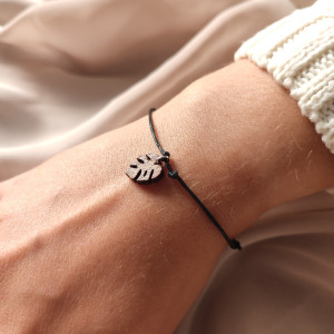 Bransoletka liść liście monstery monstera kolor orzech HANDMADE