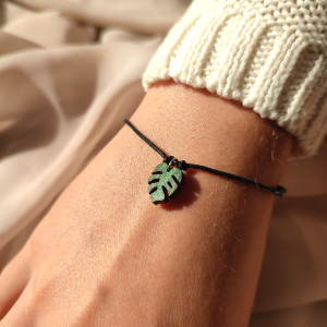 Bransoletka liść liście monstery monstera kolor zielony HANDMADE