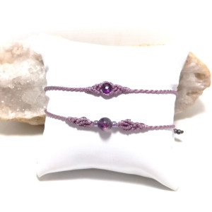 SUPER PEŁNIA ametyst w makramie bransoletki regulowane jasny fiolet makrama