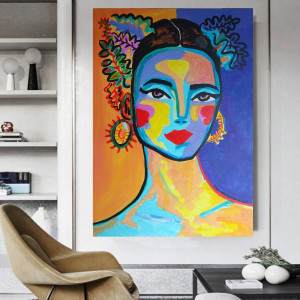 duży obraz olejny kolorowy olej na płótnie hiszpanka portret kobiety