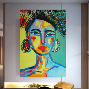 duży obraz olejny kolorowy olej na płótnie hiszpanka portret kobiety