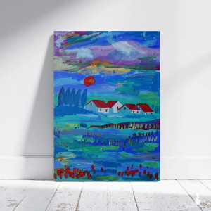 obraz ręcznie malowany pejzaż surrealistyczny