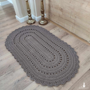 Dywan owalny ze sznurka szydełkowy 70cmx120cm