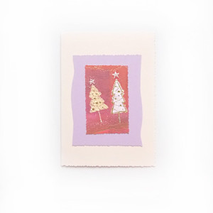 pastelowa kartka świąteczna, Boże Narodzenie kartka z choinkami, świąteczne kartki dla firm, kartki na Boże Narodzenie, choinki kartka bez życzeń