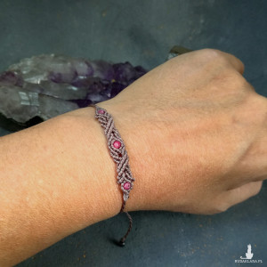 Triada rubin w makramie bransoletka męska z kamieniami naturalnymi ~ delfina dolls mikro makrama