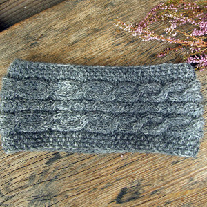 Wełniana opaska na głowę - szary melanż