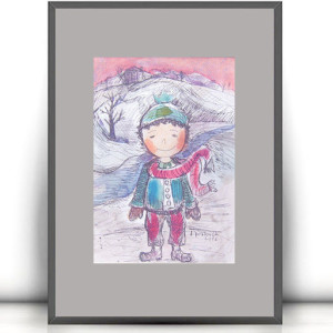 chłopczyk rysunek, obrazek dla chłopca, obraz z chłopcem, chłopczyk akwarela, malowny ręcznie obraz z chłopczykiem, chłopiec komunia prezent, chłopiec chrzest prezent