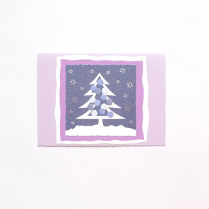 świąteczna kartka z choinką, fioletowa kartka na Boże Narodzenie, kartki na Nowy Rok, kartki na Boże Narodzenie, kartki noworoczne, świąteczne kartki dla firm, Boże Narodzenie kartki