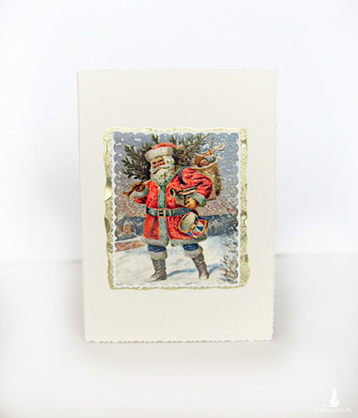 Boże Narodzenie kartka z Mikołajem, Mikołaj kartka bez życzeń, świąteczne kartki dla firm, kartka na mikołajki, kartka na Nowy Rok, noworoczne kartki, ładne kartki świąteczne