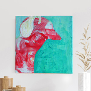 Czerwony Pies, obraz namalowany na płótnie