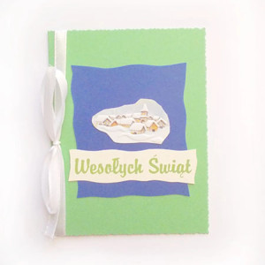 zielone kartki świąteczne, zimowe kartki na Boże Narodzenie, świąteczne kartki z zimą, Boże Narodzenie kartki, fajne kartki na Święta, granatowo zielona kartka na Boże Narodzenie