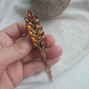 Broszka bursztynowy kłos