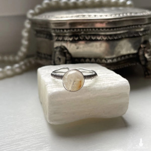 pierścionek z cytrynem STAL CHIRURGICZNA