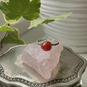 pierścionek regulowany KARNEOL, stal chirurgiczna, MOTYWACJA, SIŁA