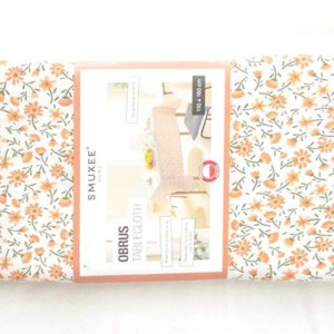 nowy obrus w kwiatki, boho obrus 110x160, kwiatki obrus 160x110, ładny obrus z bawełną, obrus w kwiatuszki, pomarańczowy obrus
