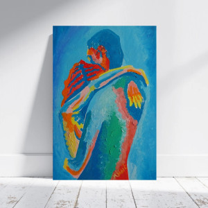 obraz olejny ręcznie malowany kolorowy kochankowie