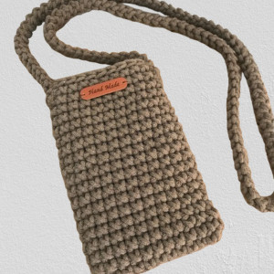 Mała torebka na ramię, etui na telefon, listonoszka beżowa