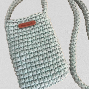 Mała torebka na ramię, etui na telefon, listonoszka szaromięta