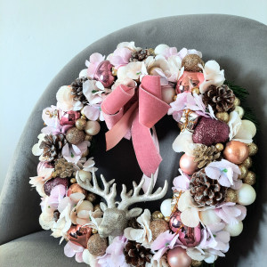 Wianek świąteczny Pudrowy róż